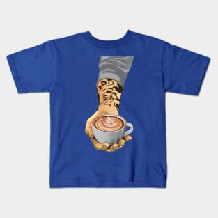 cup coffee in hand Kids T-Shirt